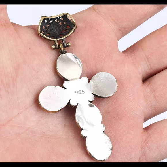 PERIDOT CROSS BRONZE 925 - Picture 5 of 5